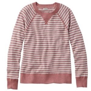 L.L.Bean Organic Cotton Slub Knit Stripe Print Crew Neck Long Sleeve Sweater XL